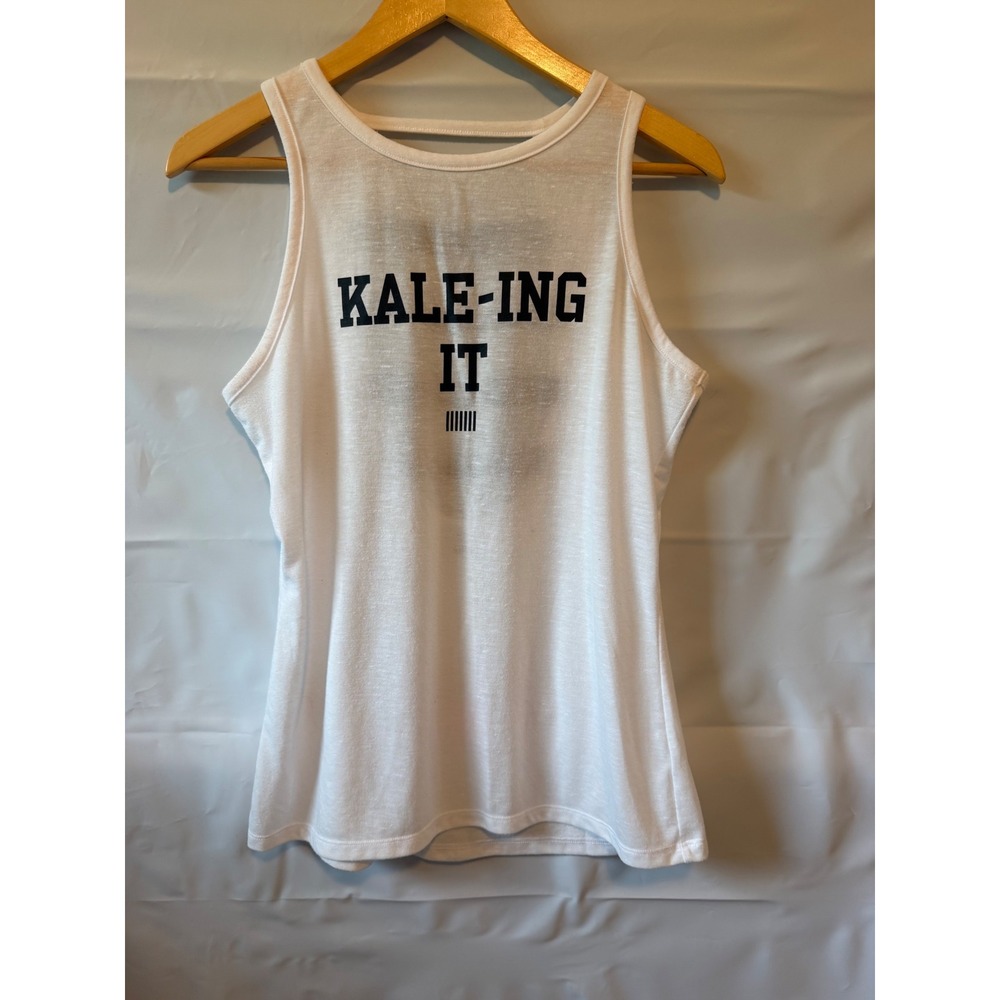 Victoria's Secret VSX Sport Kale-ing It Graphic Tank Top White Caged Back Medium